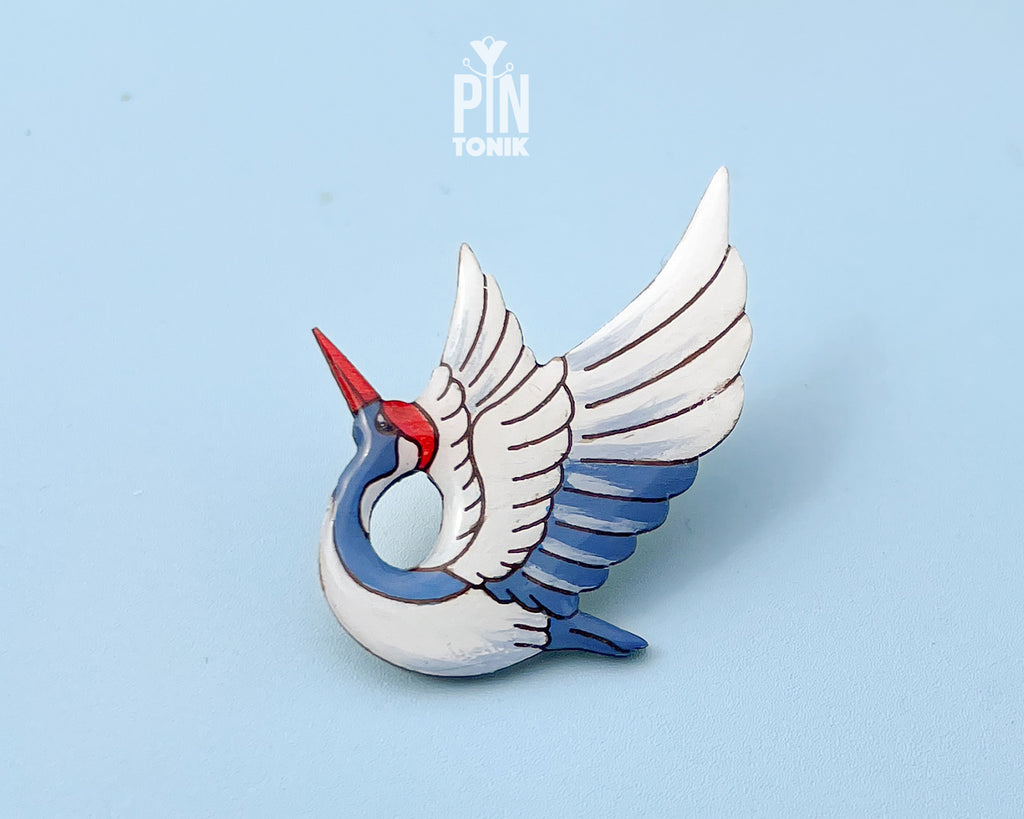 Japanese Crane Wooden Pin
