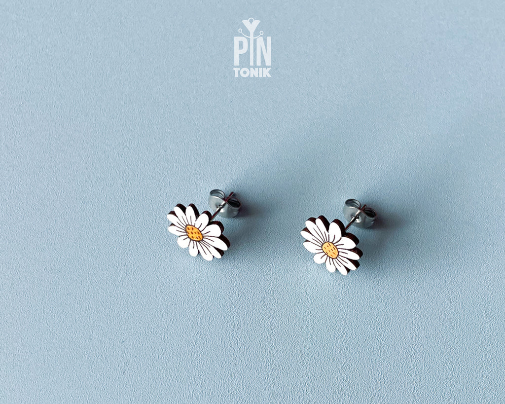 Boucles d'oreilles clous Fleur de marguerite
