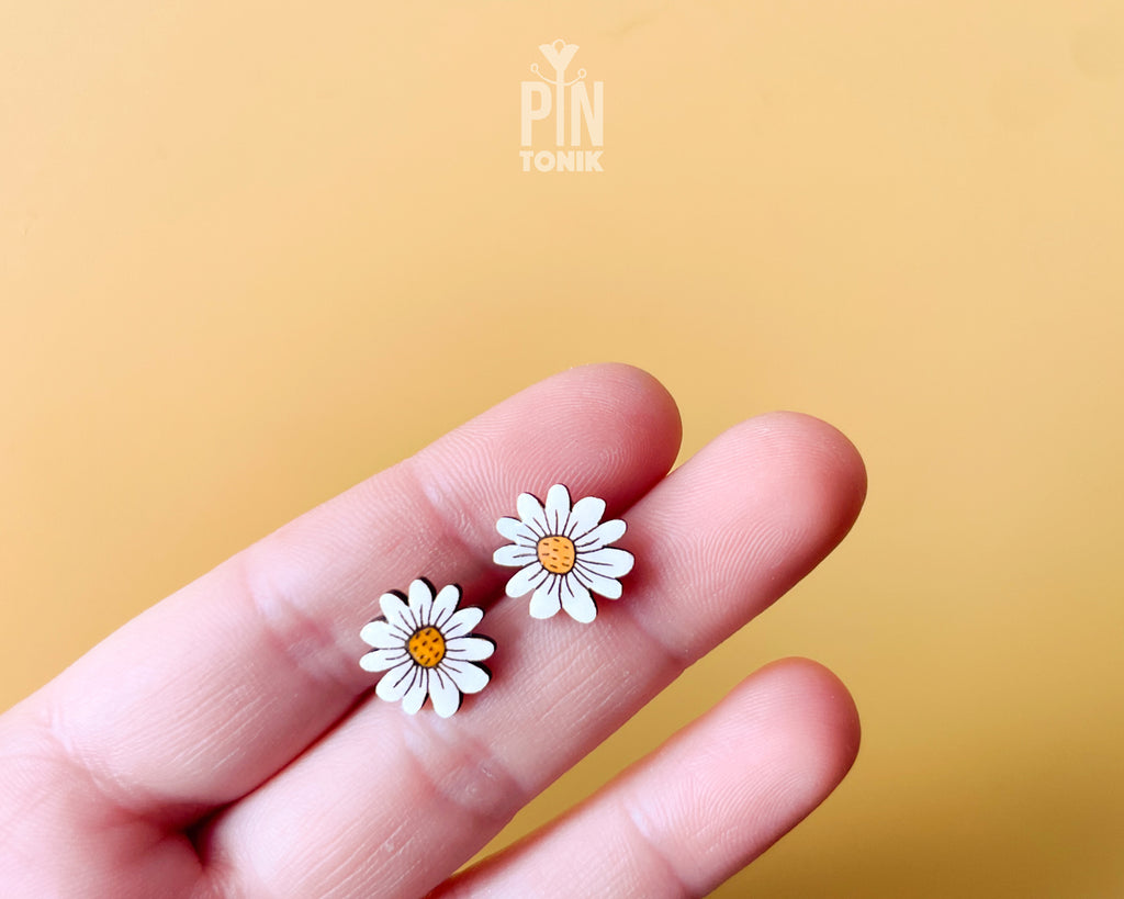 Boucles d'oreilles clous Fleur de marguerite