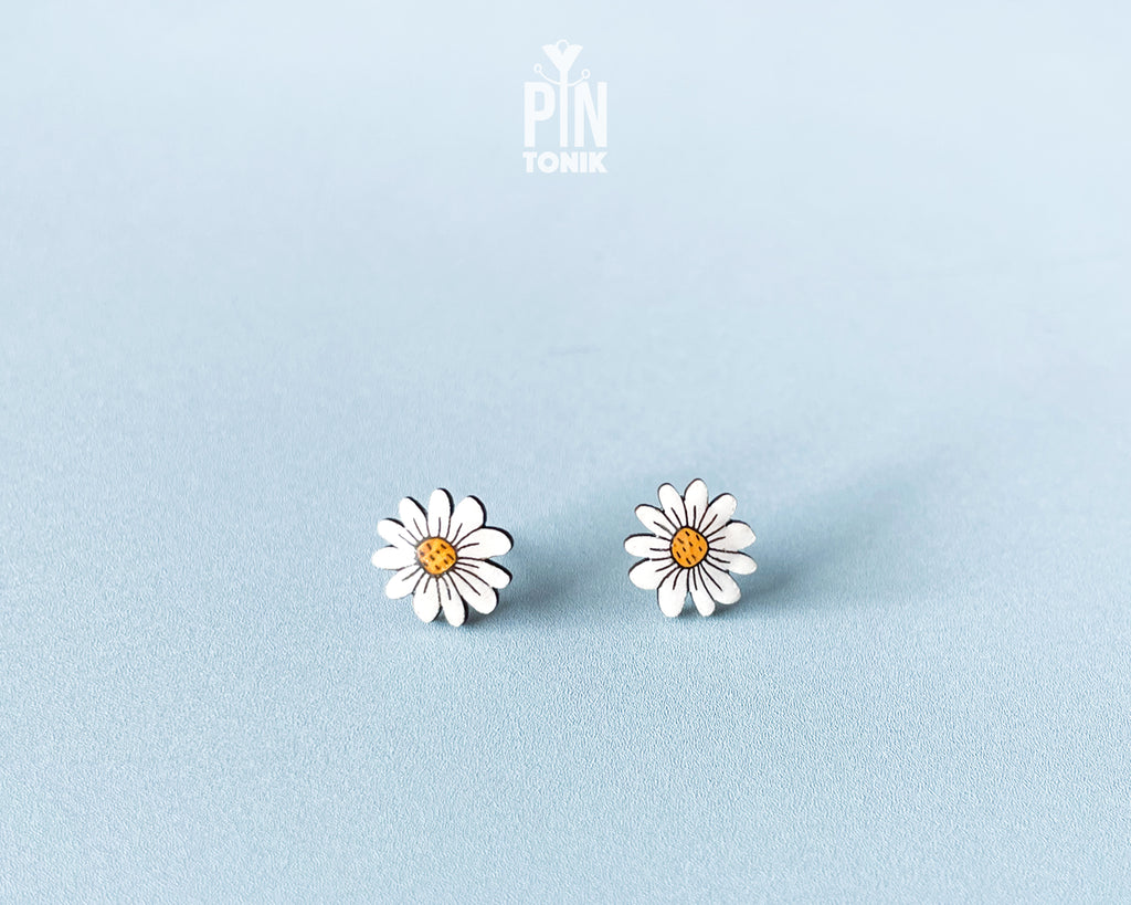 Boucles d'oreilles clous Fleur de marguerite