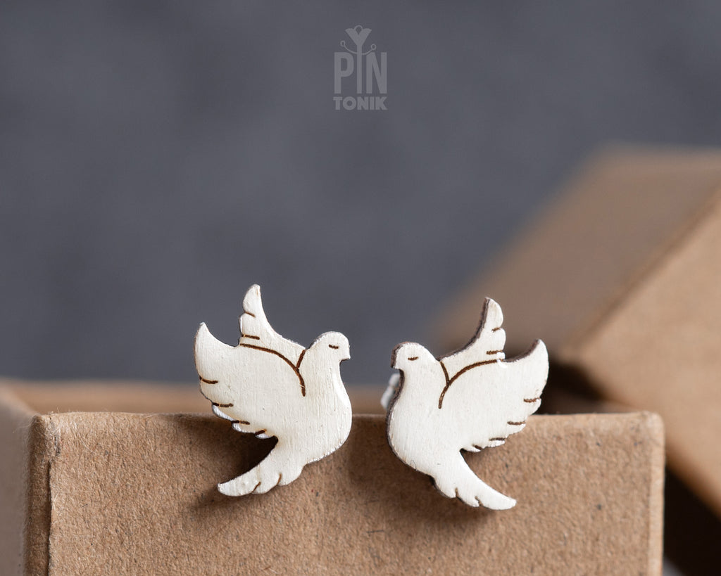 Boucles d'oreilles clous Colombe de la paix