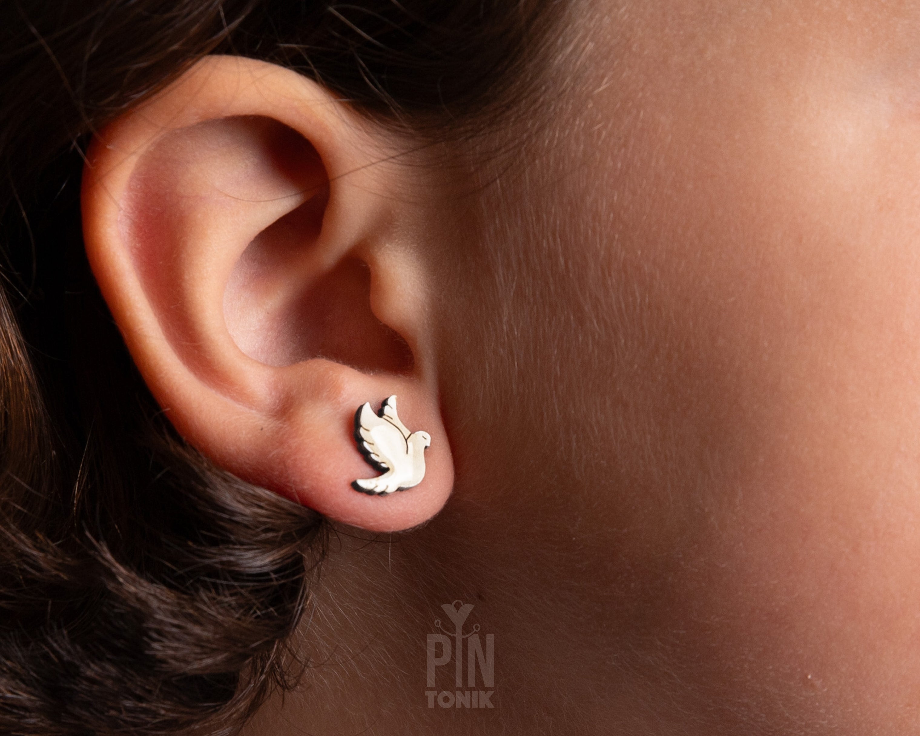 Boucles d'oreilles clous Colombe de la paix