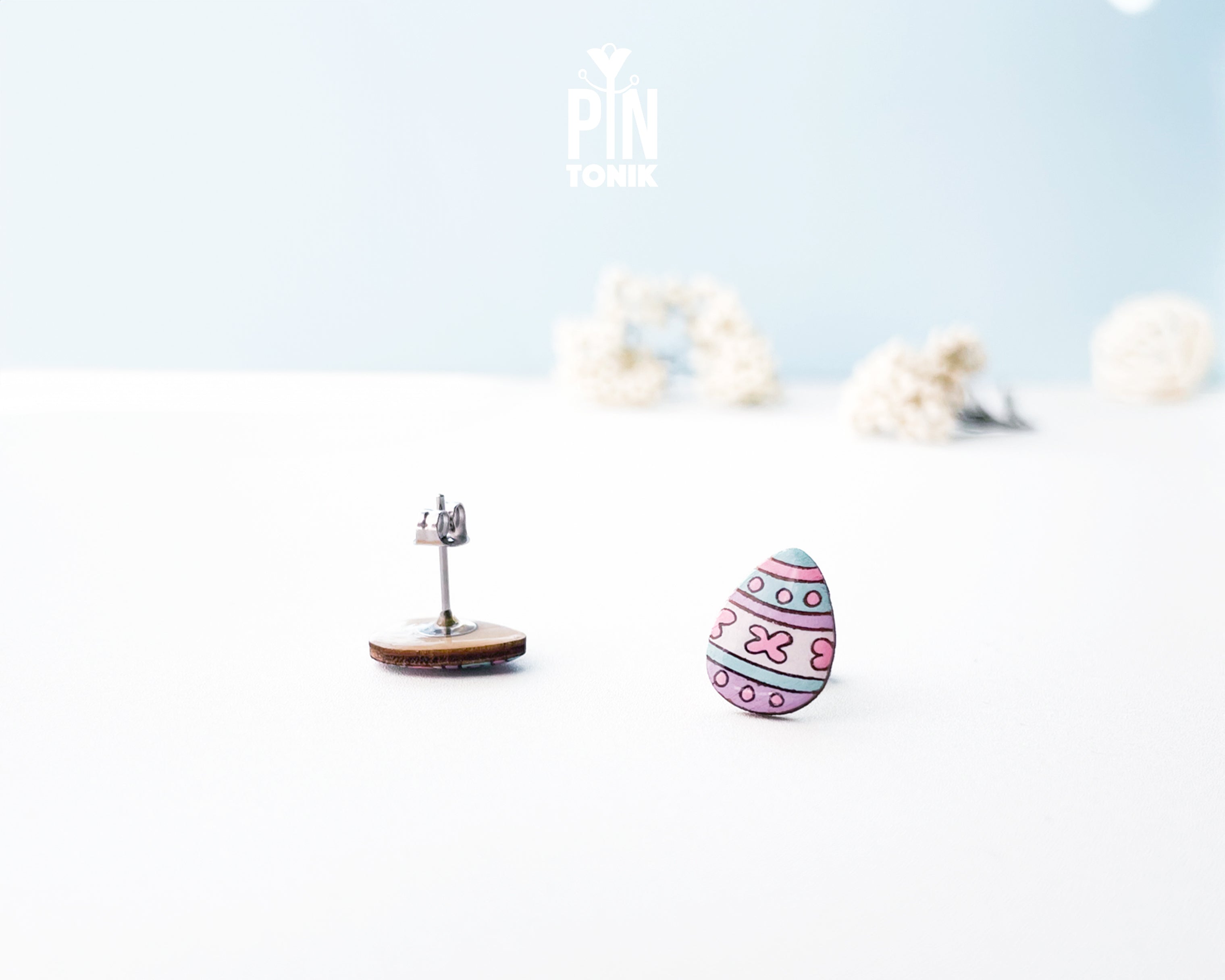 Clous d'oreilles Œuf de Pâques Pastel