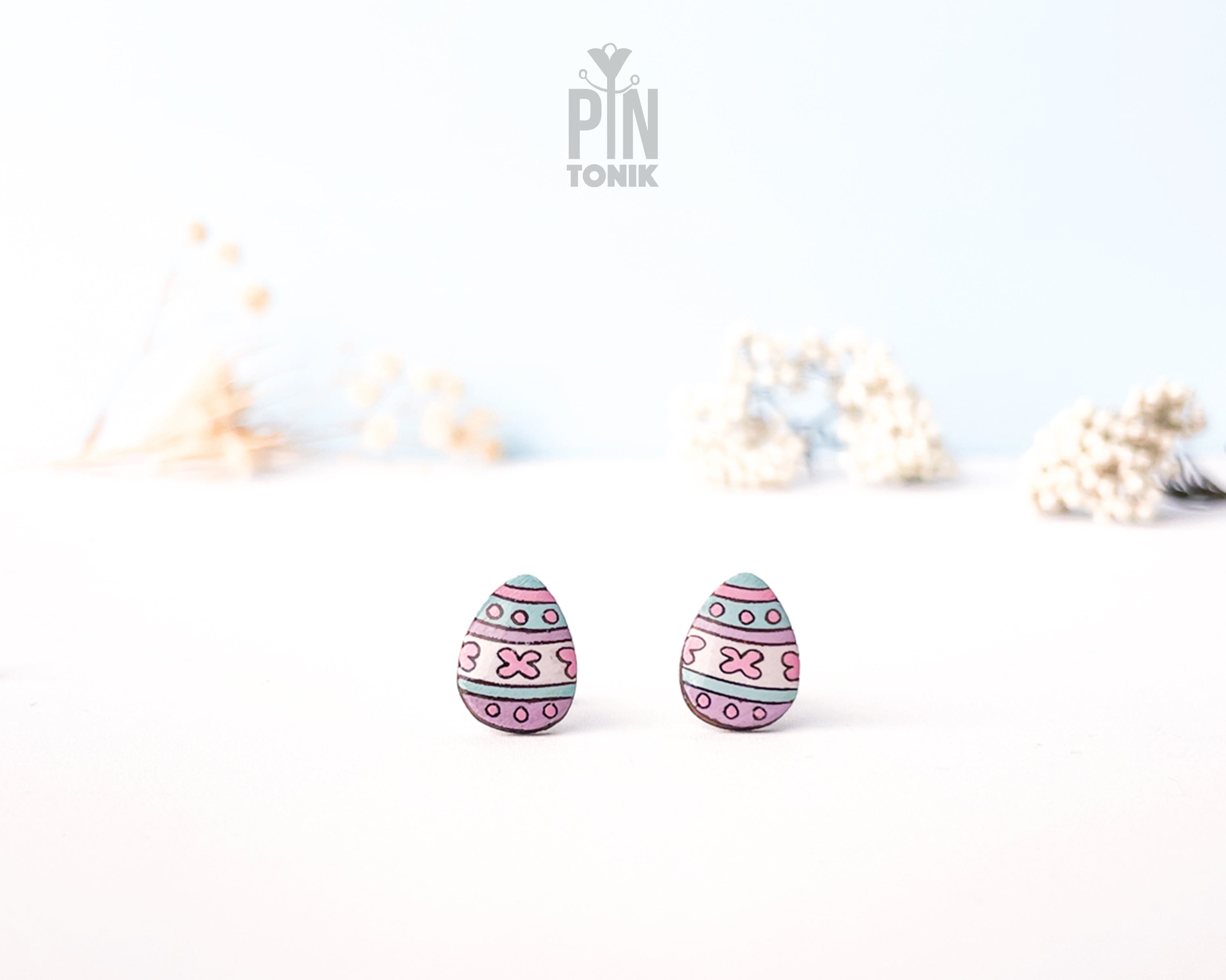 Clous d'oreilles Œuf de Pâques Pastel