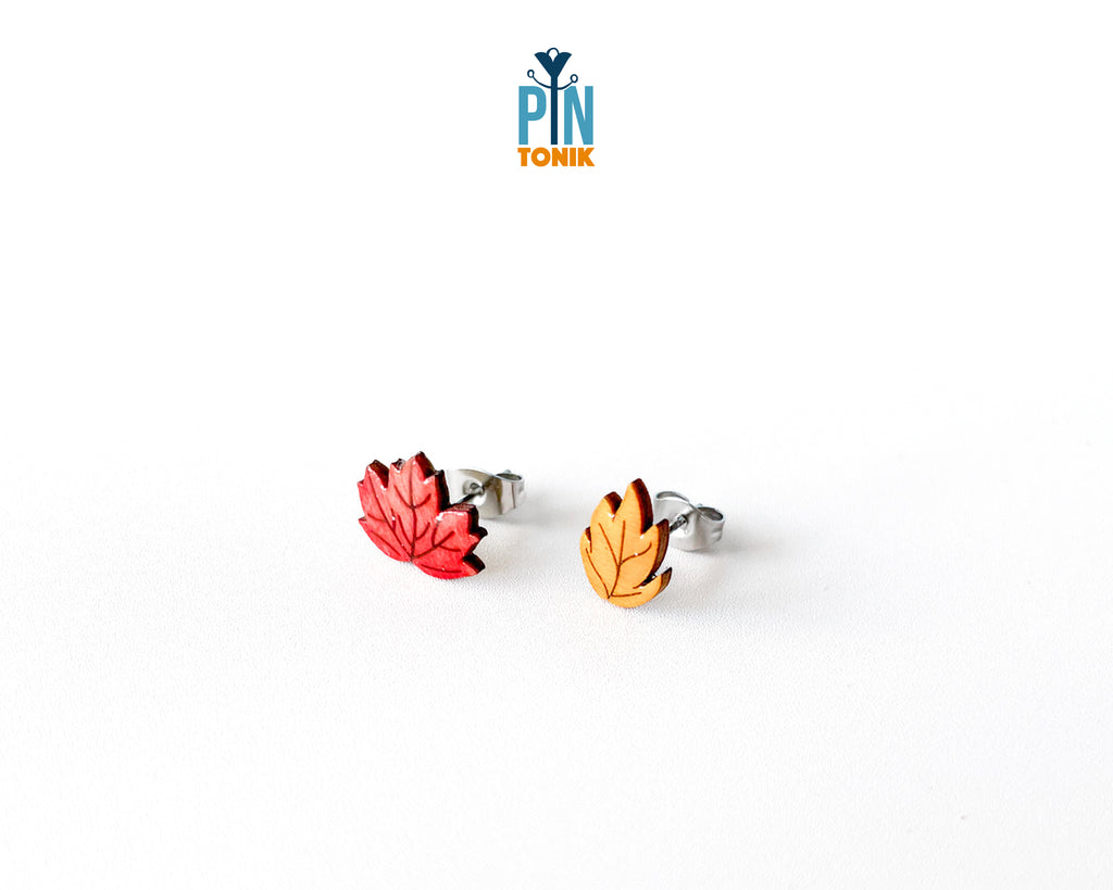 Mismatched Fall Leaves Studs