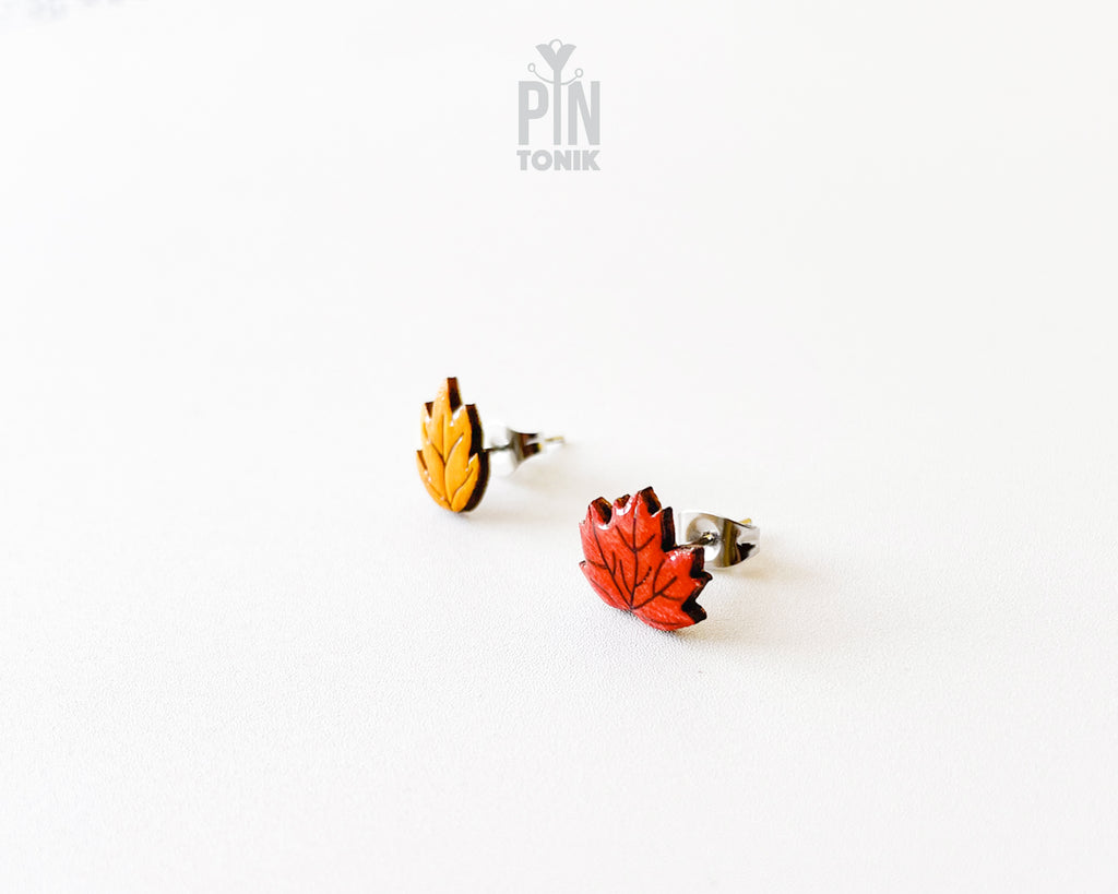 Mismatched Fall Leaves Studs