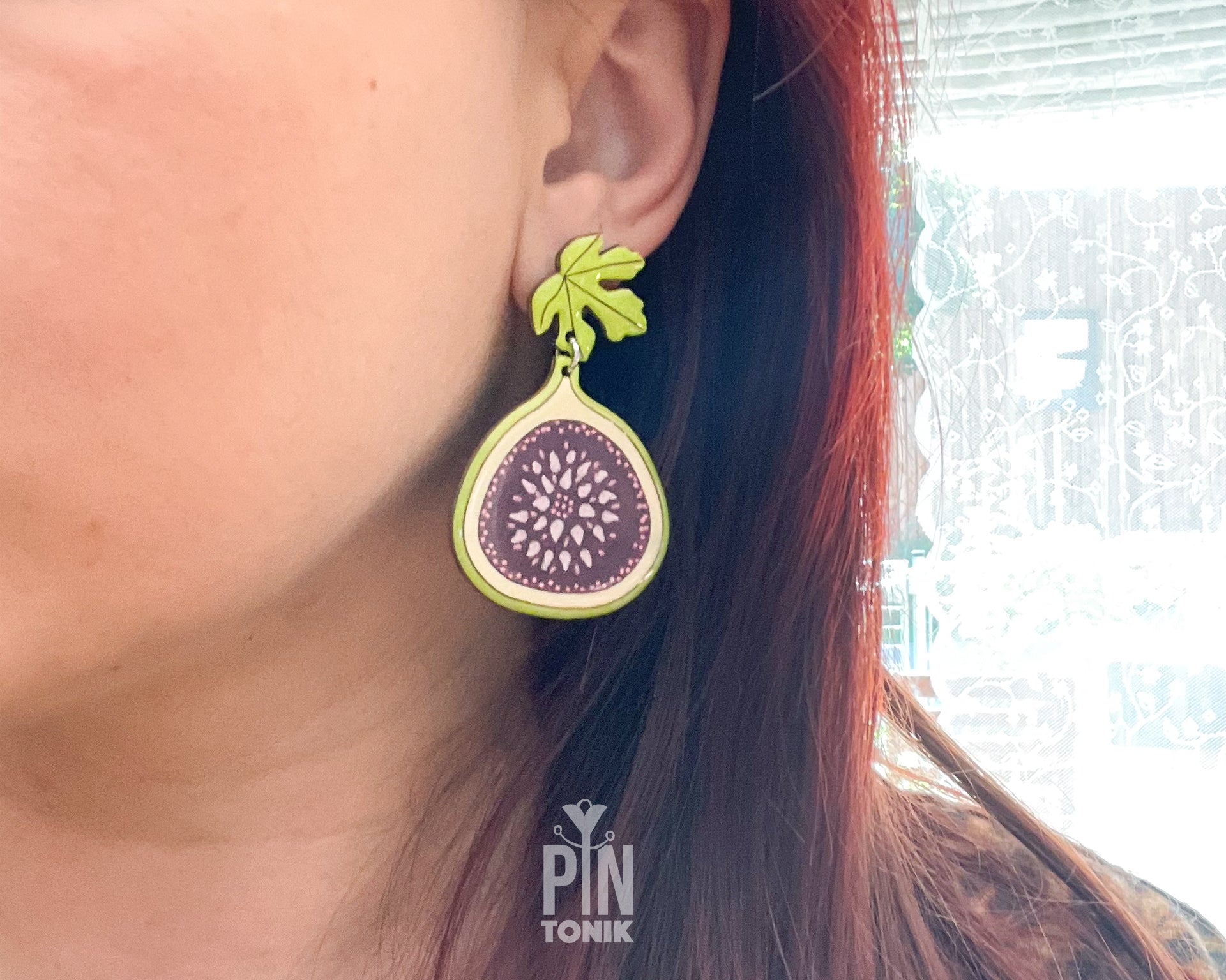Fig Fruit Dangle Earrings