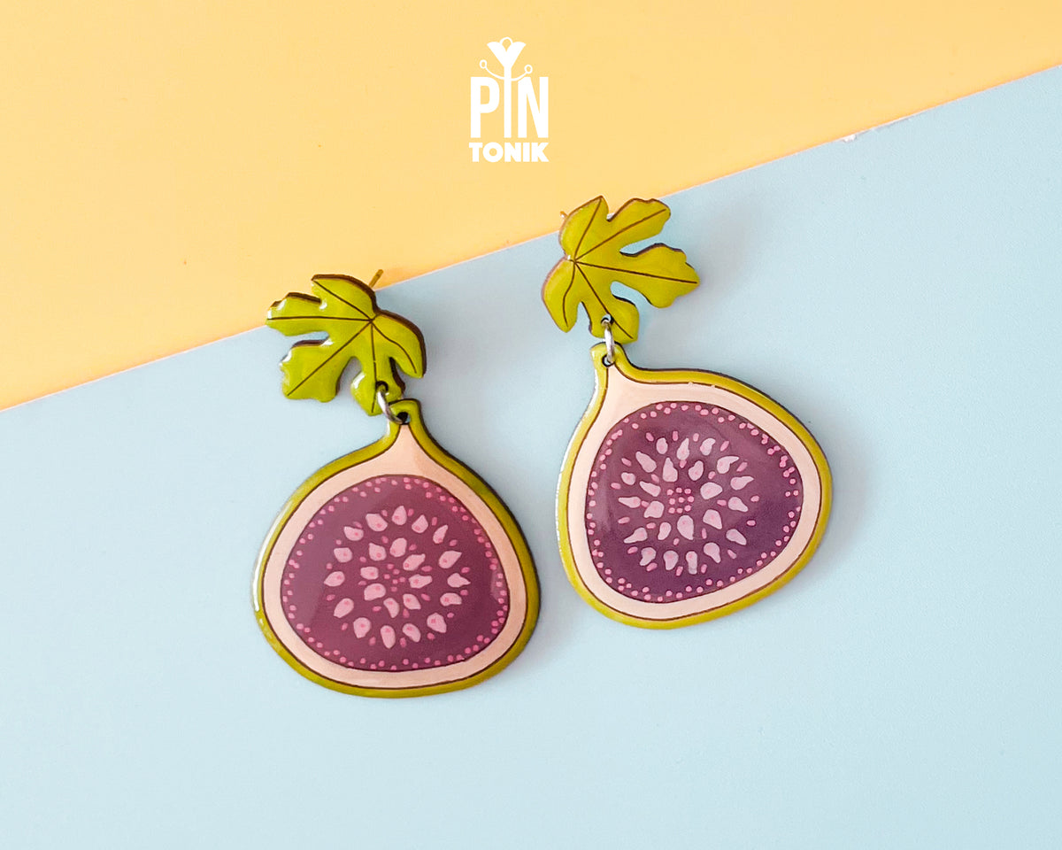 Fig Fruit Dangle Earrings