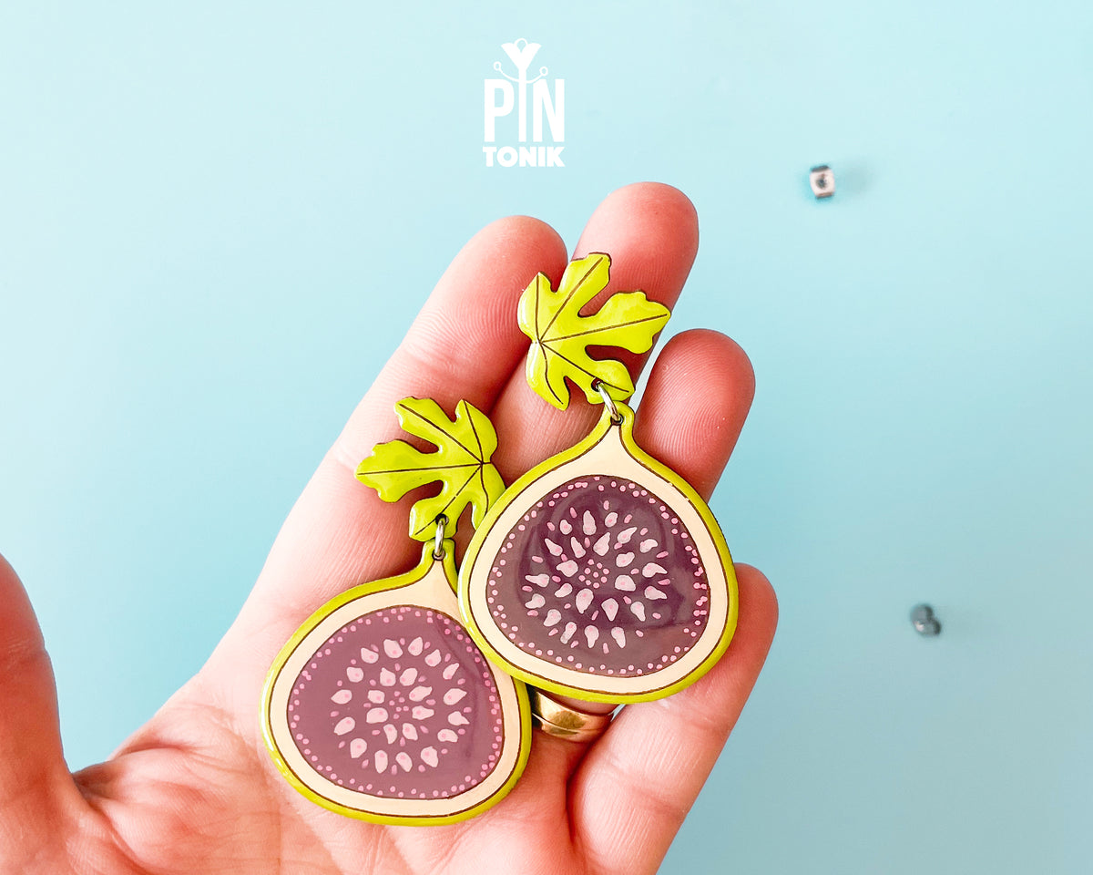 Fig Fruit Dangle Earrings