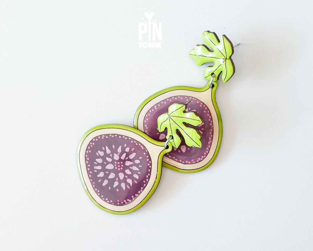 Fig Fruit Dangle Earrings