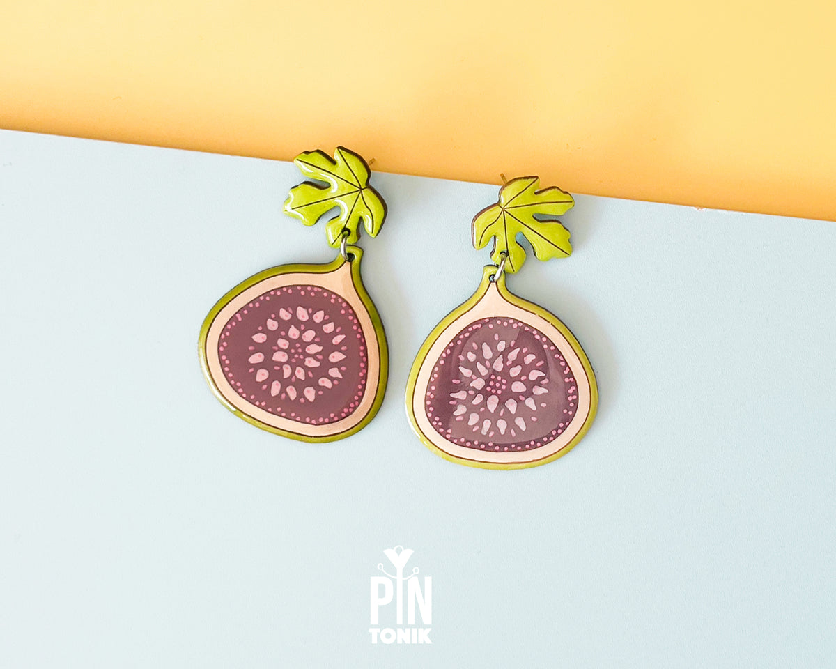 Fig Fruit Dangle Earrings