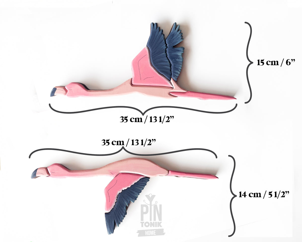Flying Flamingo Wooden Wall Art Decor
