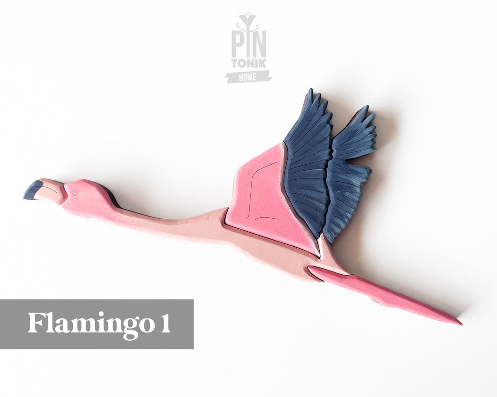 Flying Flamingo Wooden Wall Art Decor