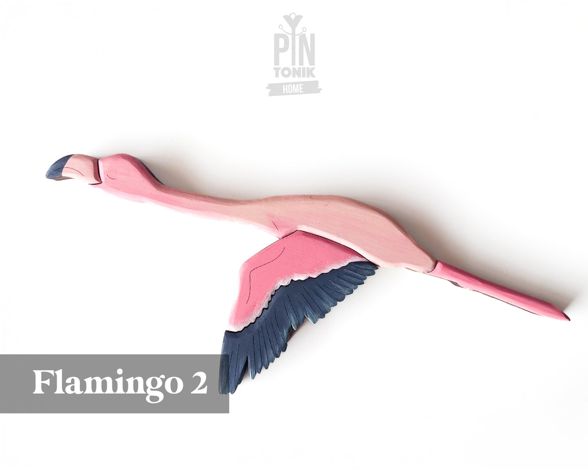 Flying Flamingo Wooden Wall Art Decor