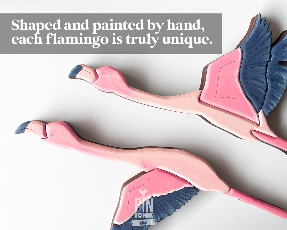 Flying Flamingo Wooden Wall Art Decor