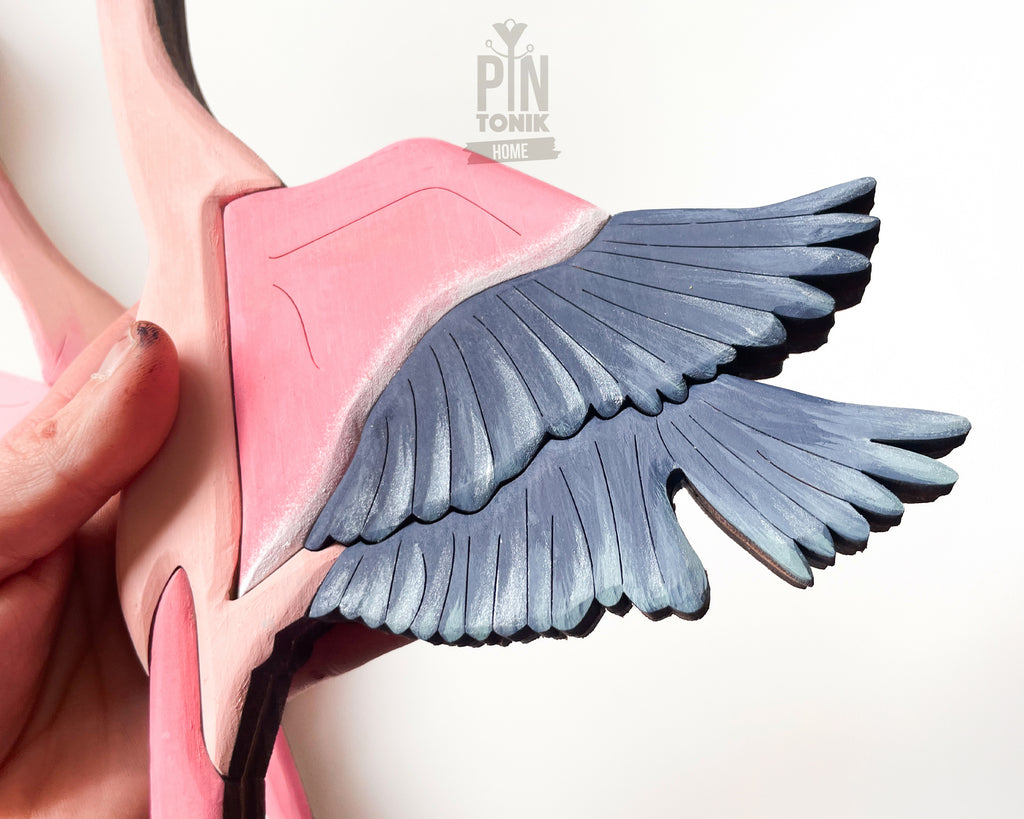 Flying Flamingo Wooden Wall Art Decor