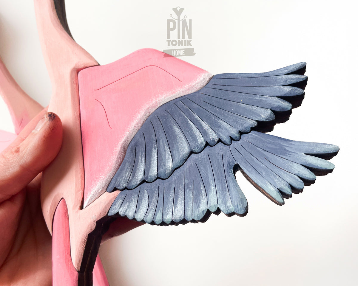 Flying Flamingo Wooden Wall Art Decor
