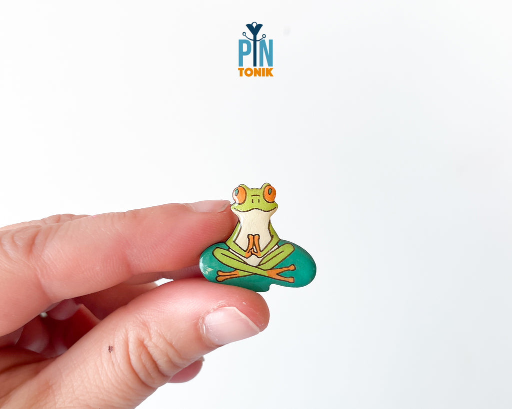Meditating Frog Pin