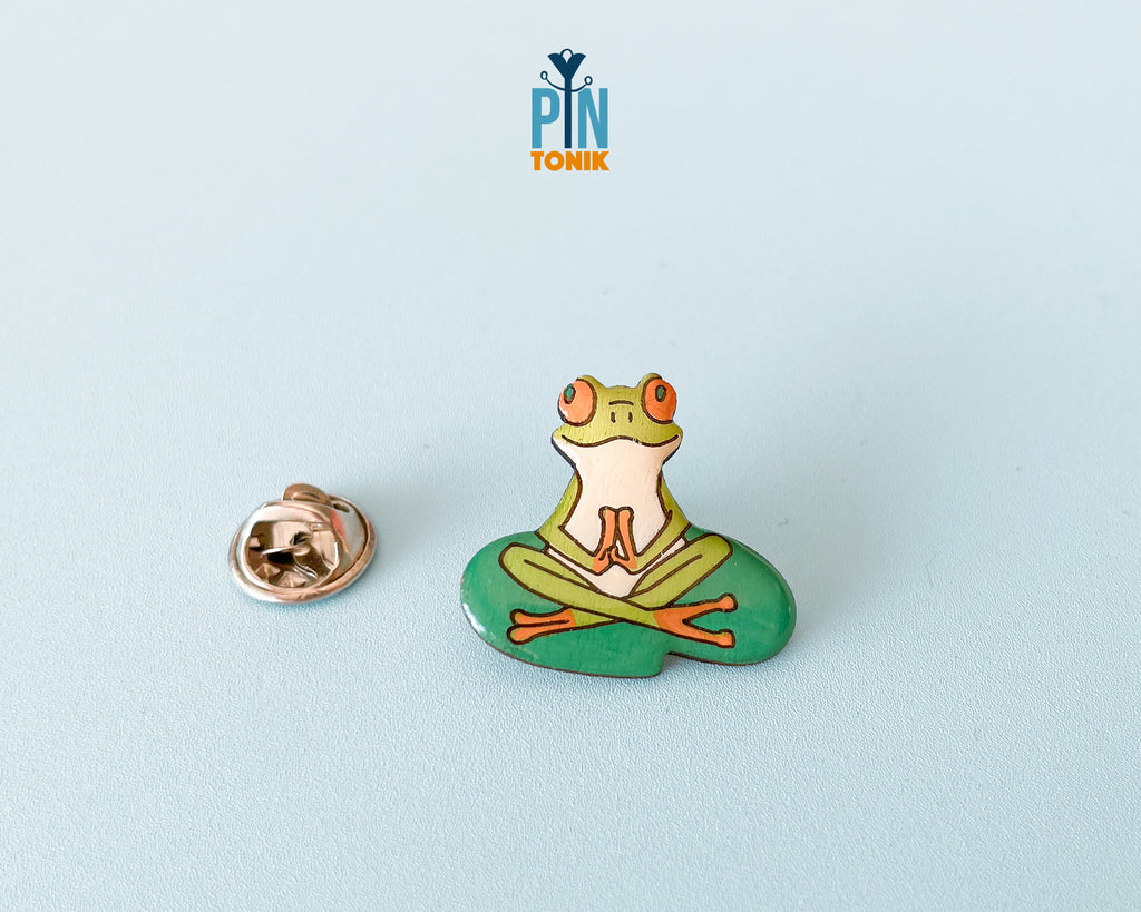 Meditating Frog Pin