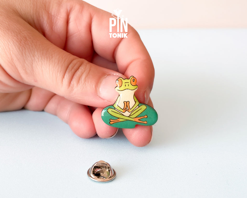 Meditating Frog Pin