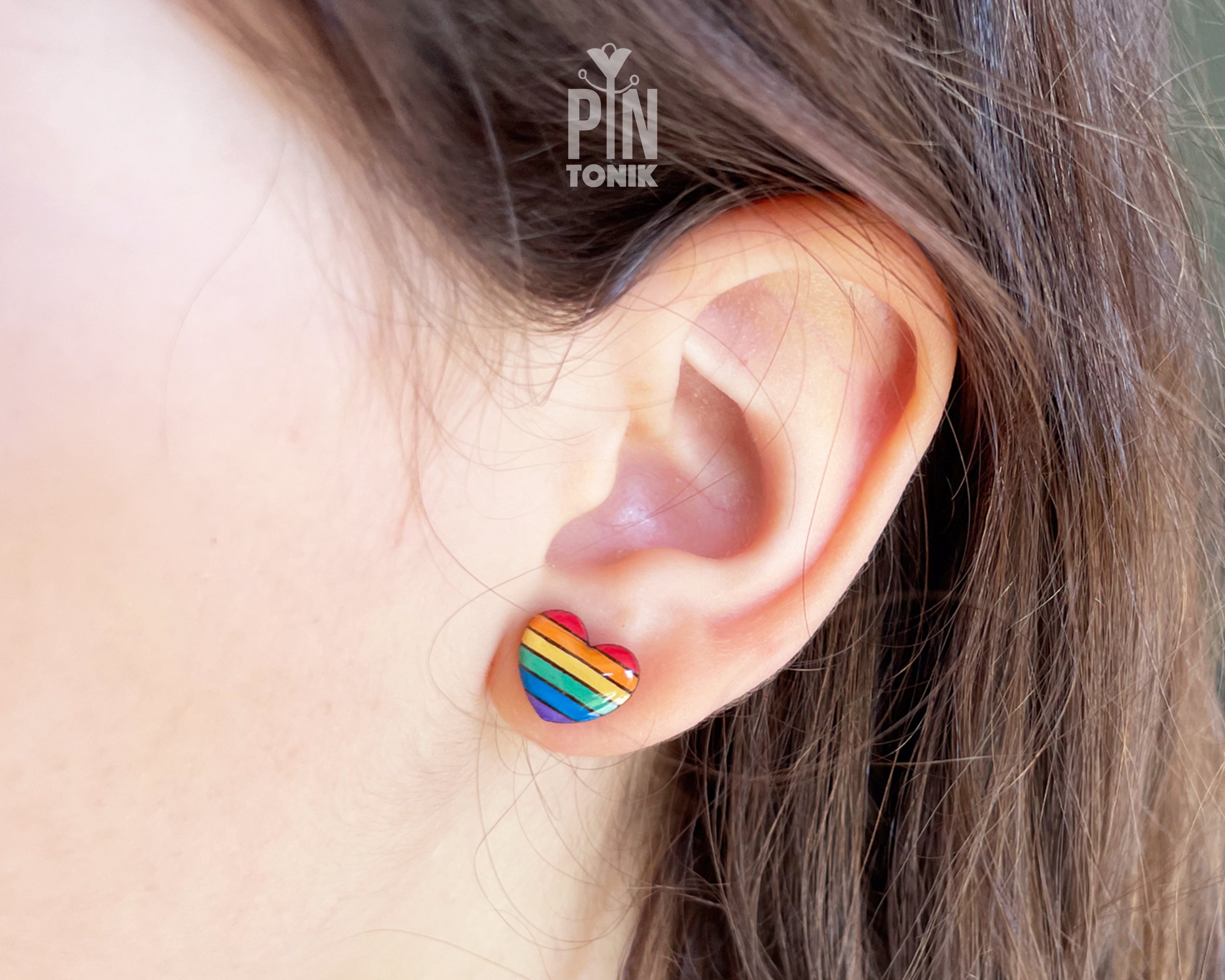 Rainbow Heart Studs