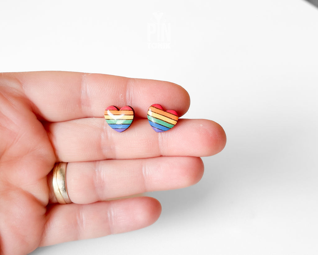 Rainbow Heart Studs