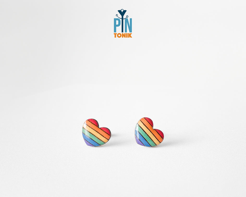 Rainbow Heart Studs