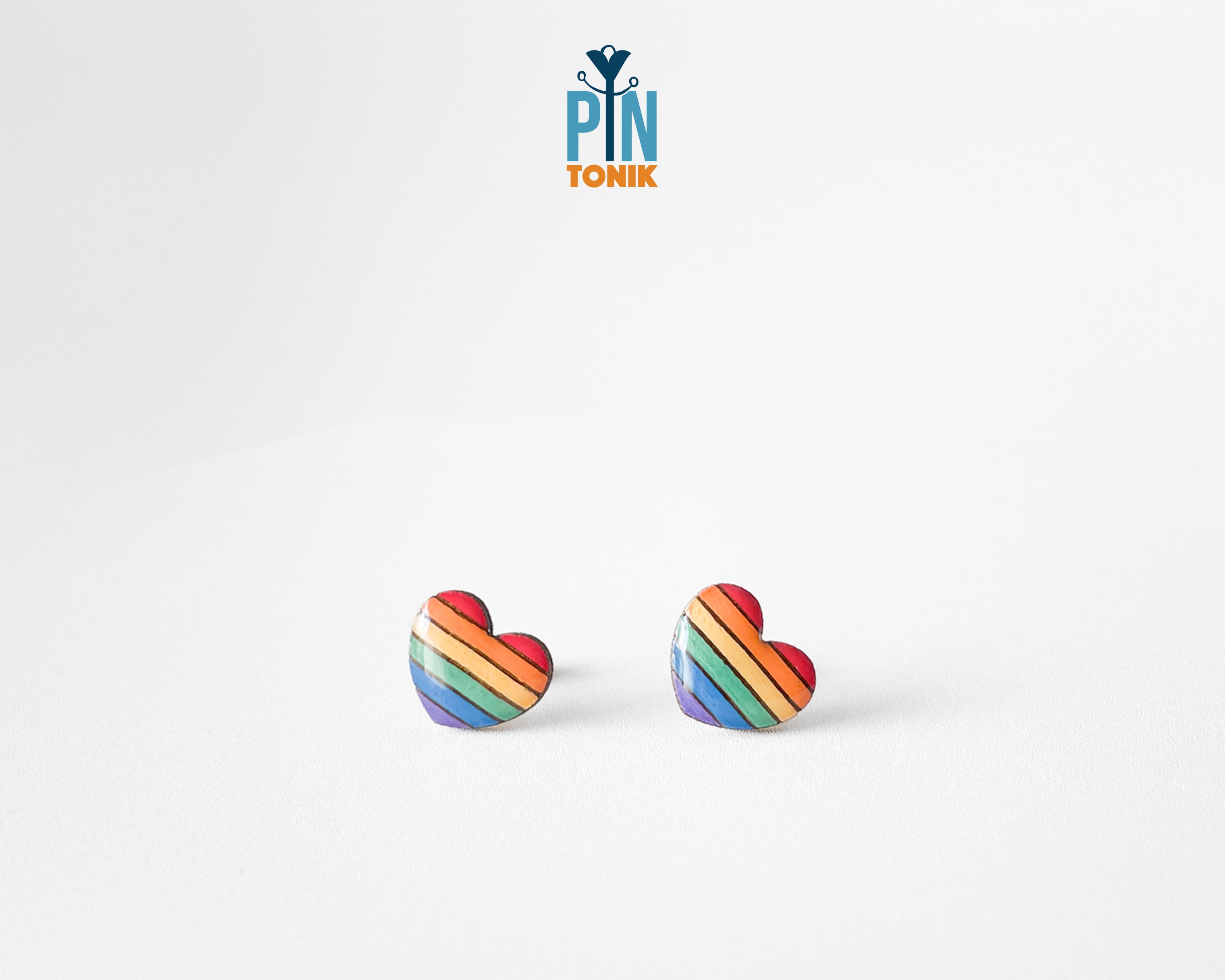 Rainbow Heart Studs