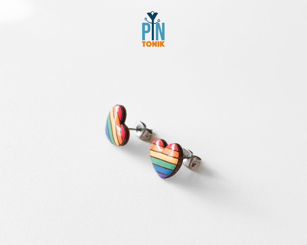Rainbow Heart Studs