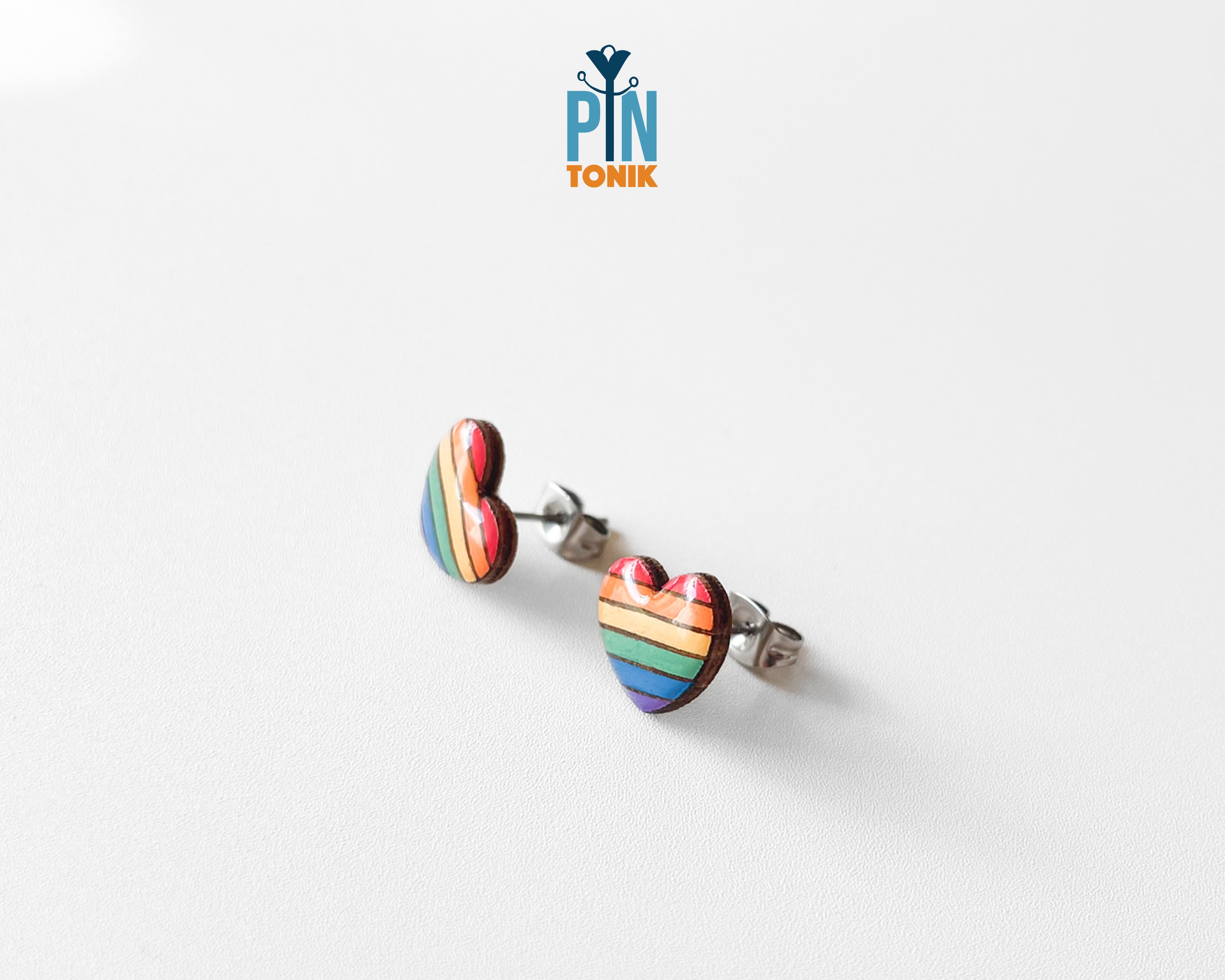 Rainbow Heart Studs