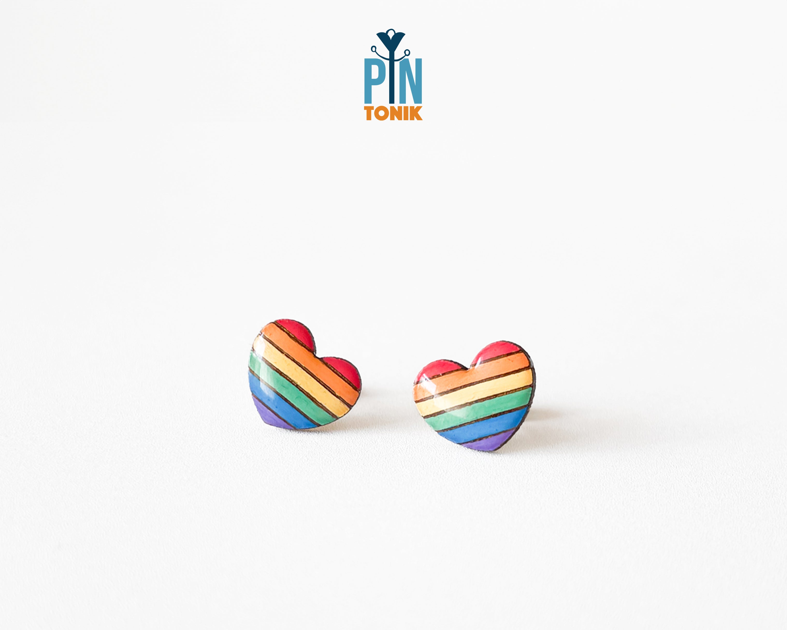 Rainbow Heart Studs