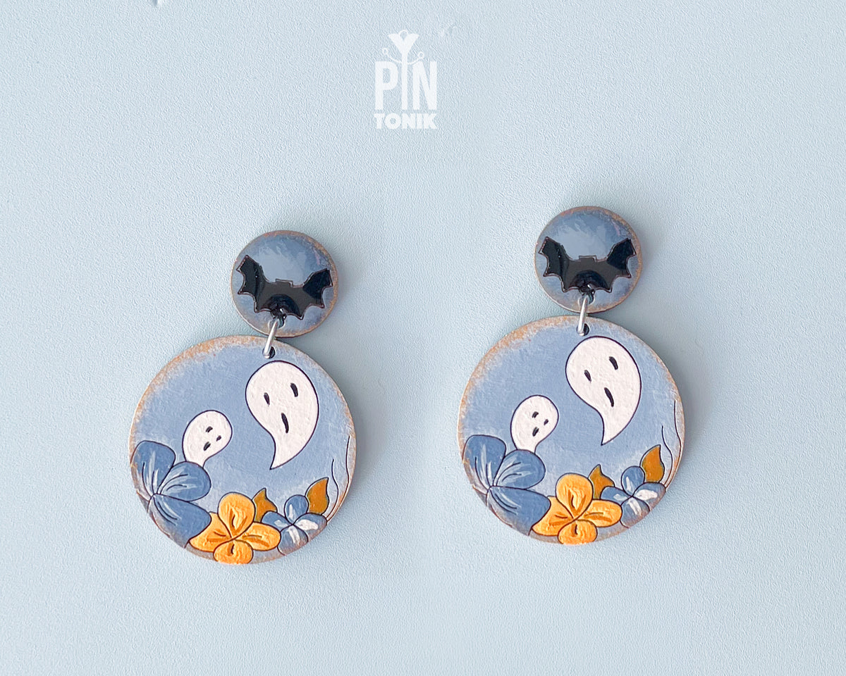 Halloween Ghost Wooden Earrings