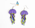 Jellyfish Dangle Earrings in Purple and Green