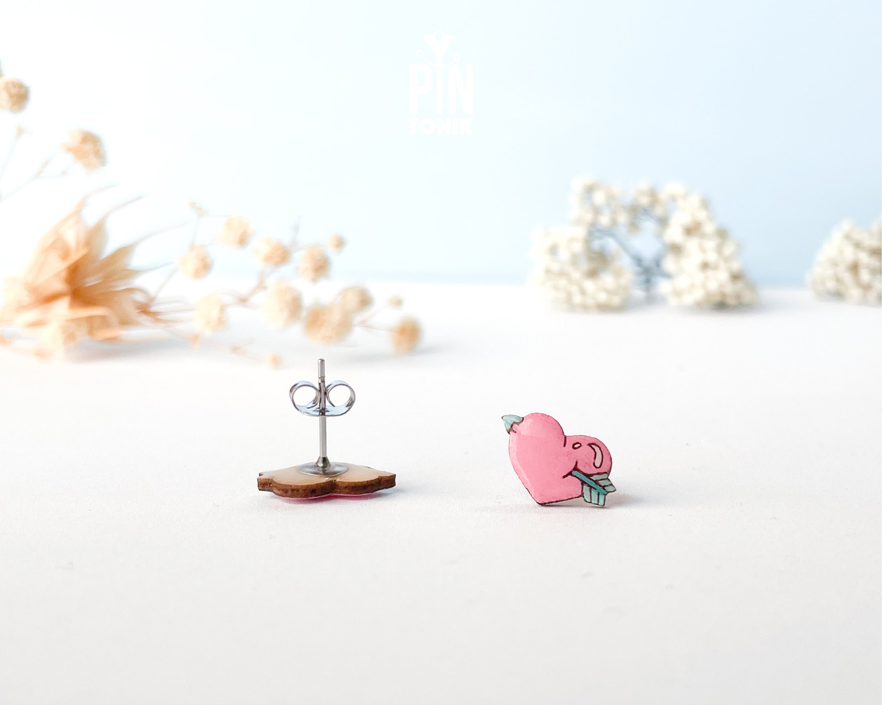 Puces d'oreilles Cœur et Flèche