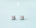 Handmade wooden grey hippo stud earrings with fine illustrated details by PinTonik, cute animal jewelry