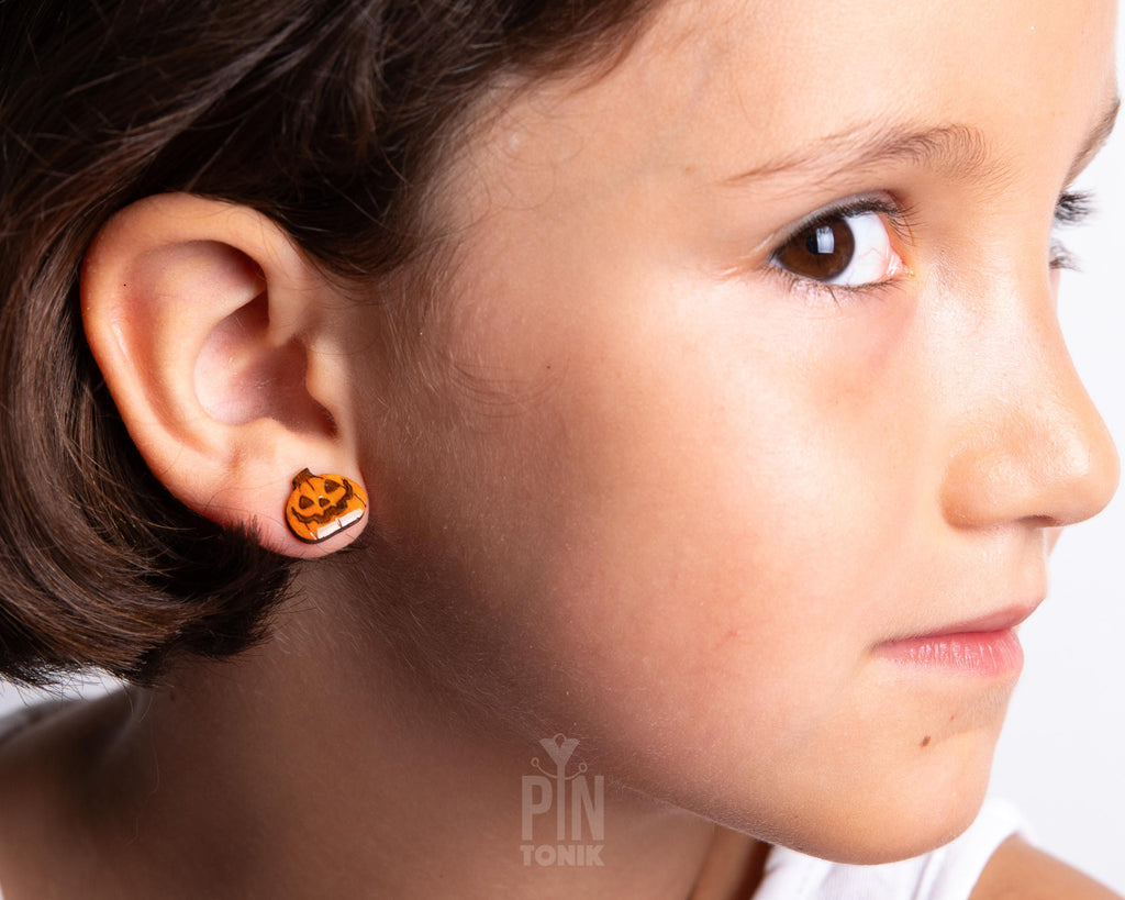 Jack O Lantern Pumpkin Studs