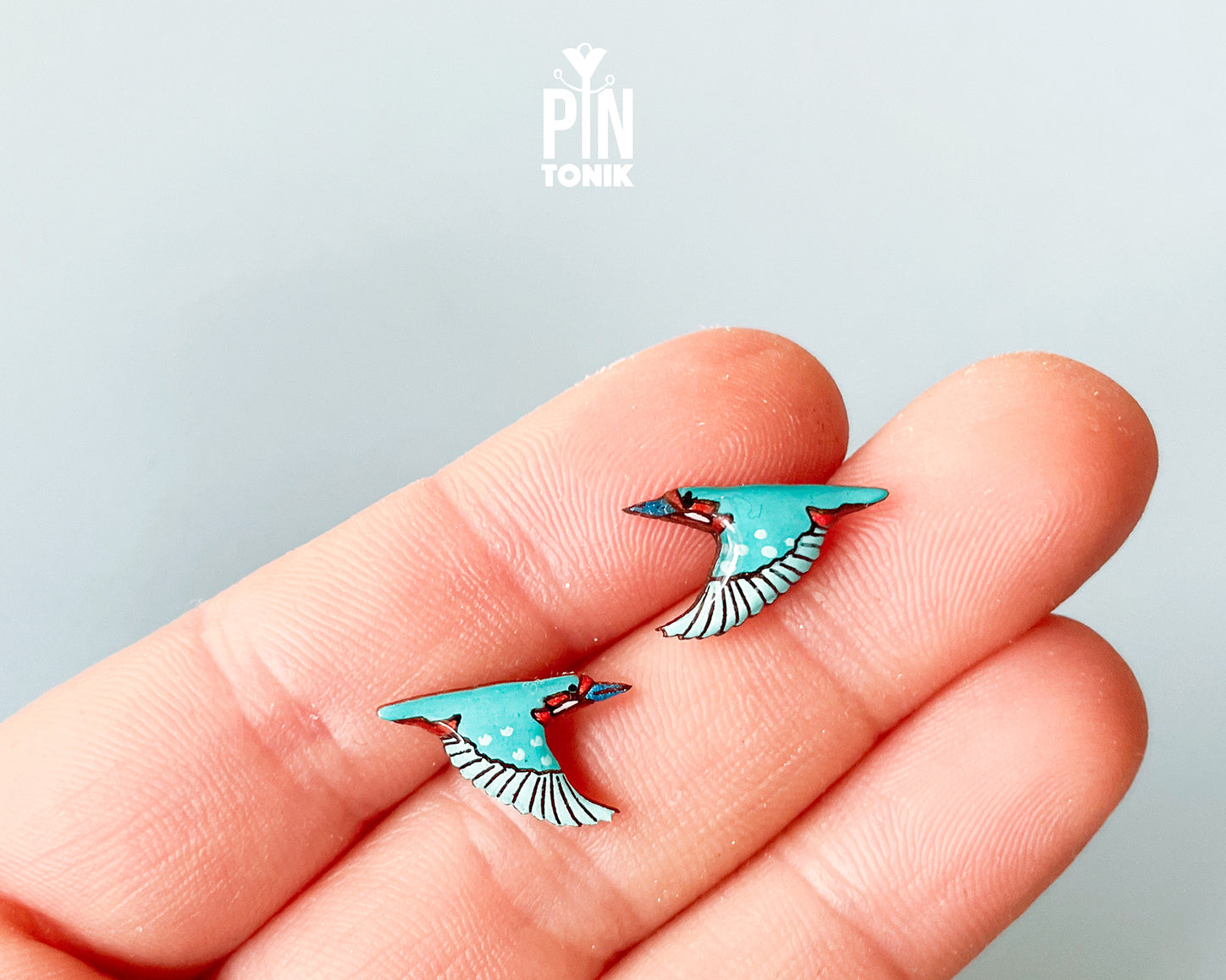 Flying Kingfisher Stud Earrings