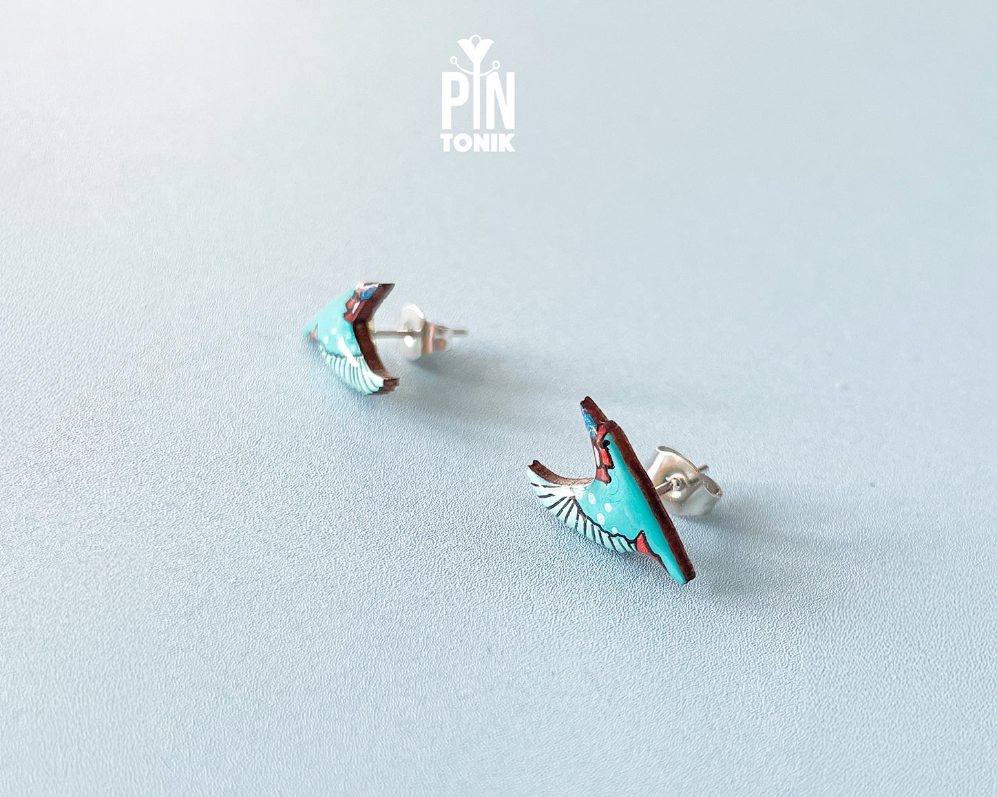 Flying Kingfisher Stud Earrings
