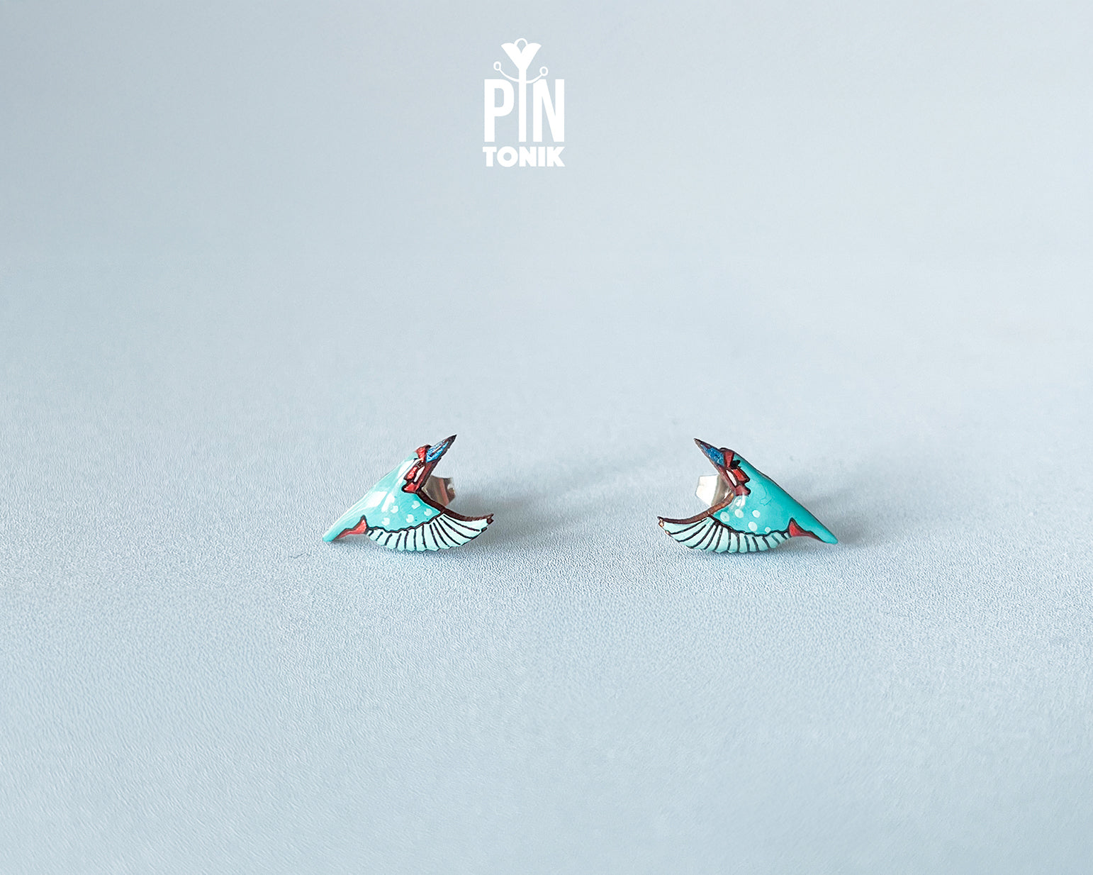 Flying Kingfisher Stud Earrings
