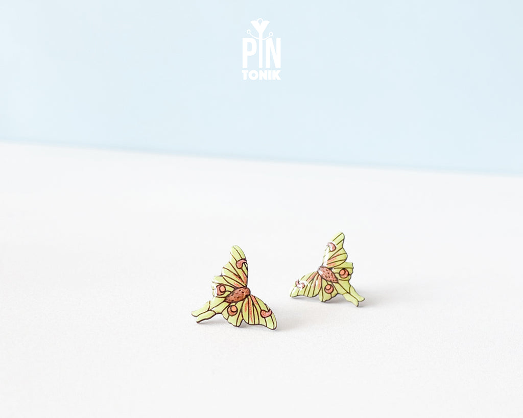 Luna Moth Stud Earrings