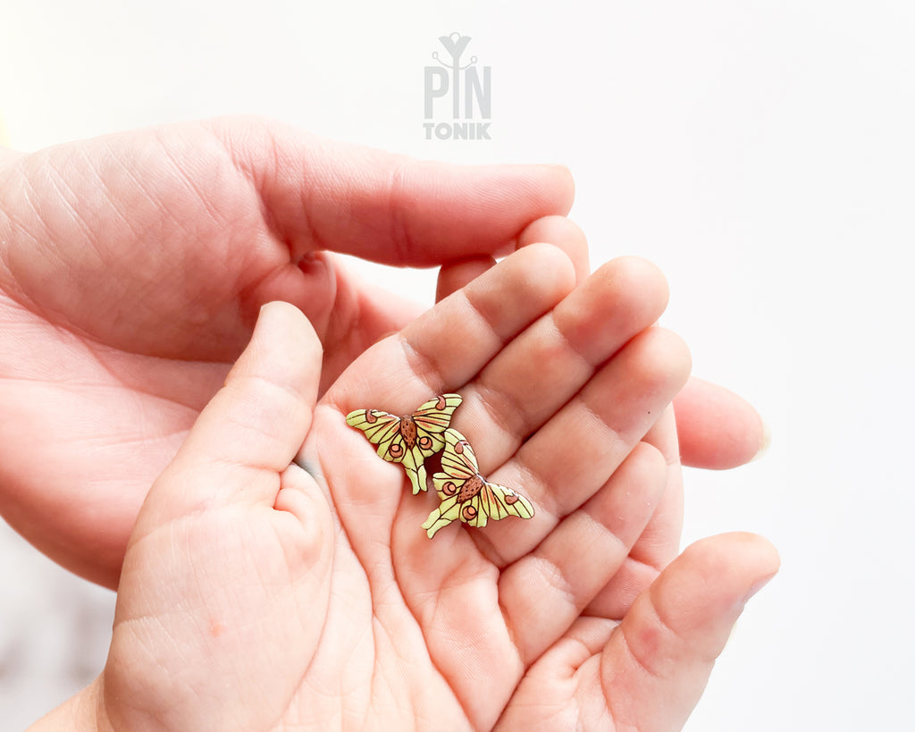 Luna Moth Stud Earrings