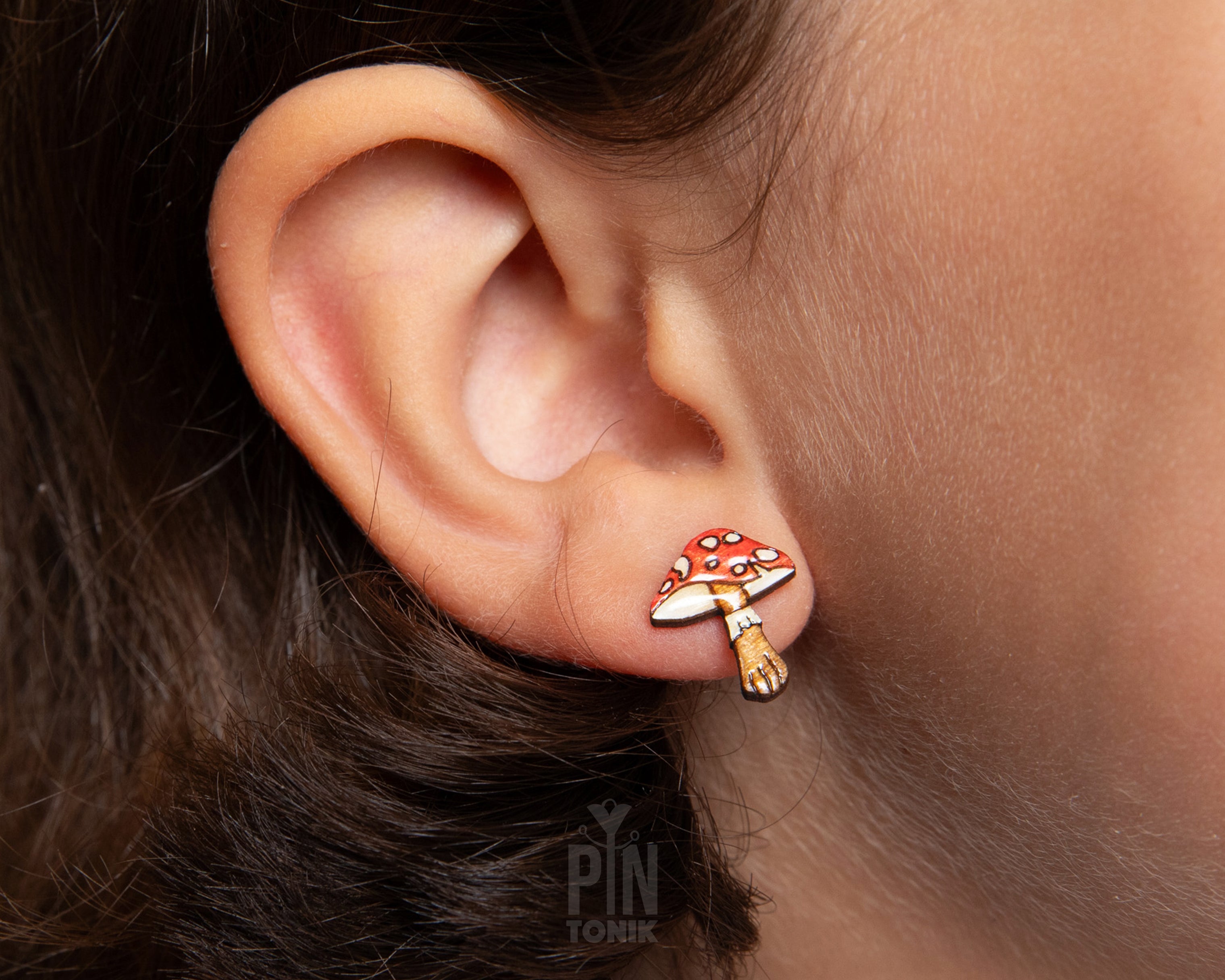 Red Mushroom Stud Earrings
