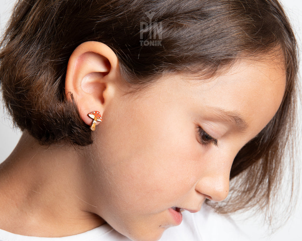Red Mushroom Stud Earrings