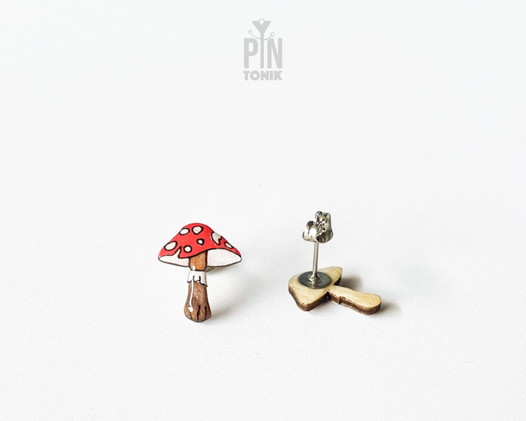 Red Mushroom Stud Earrings