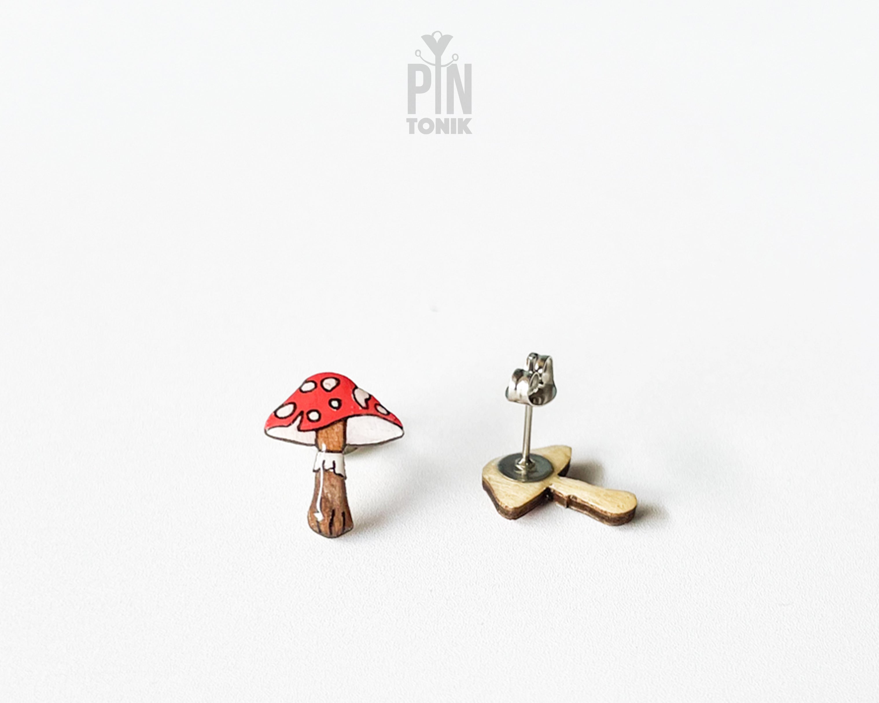 Red Mushroom Stud Earrings