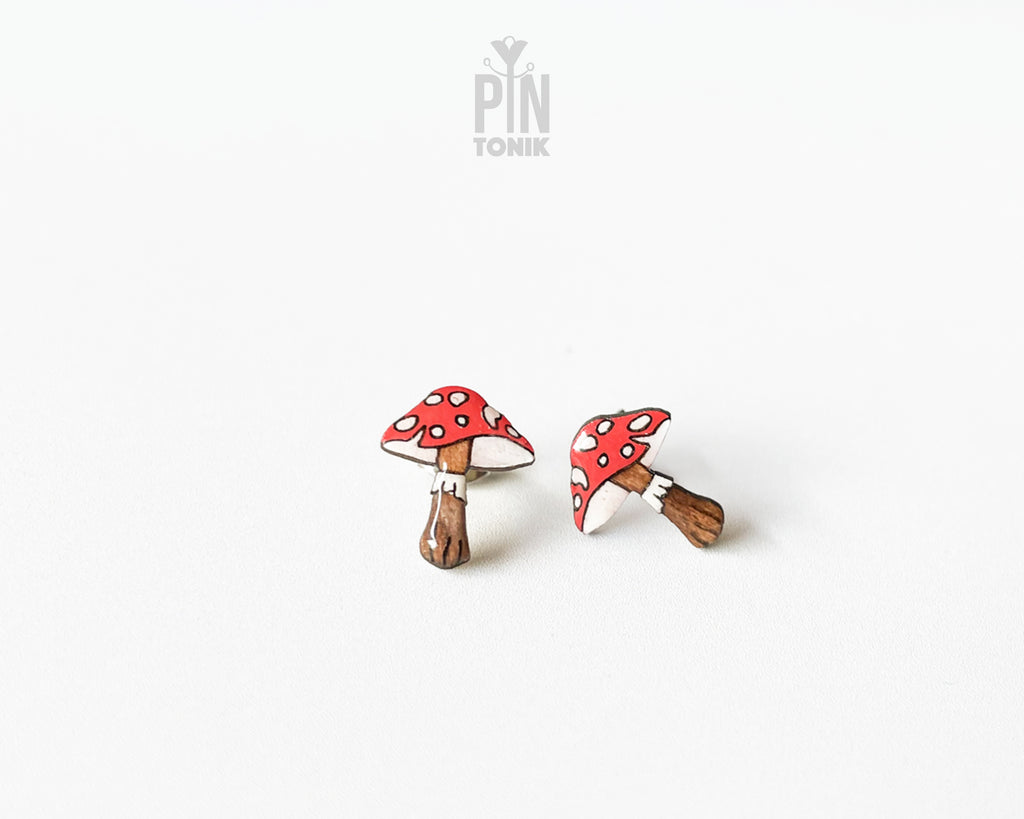 Red Mushroom Stud Earrings