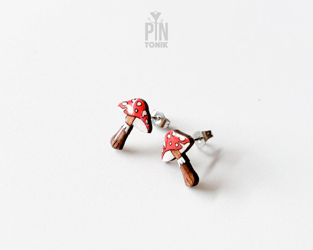Red Mushroom Stud Earrings