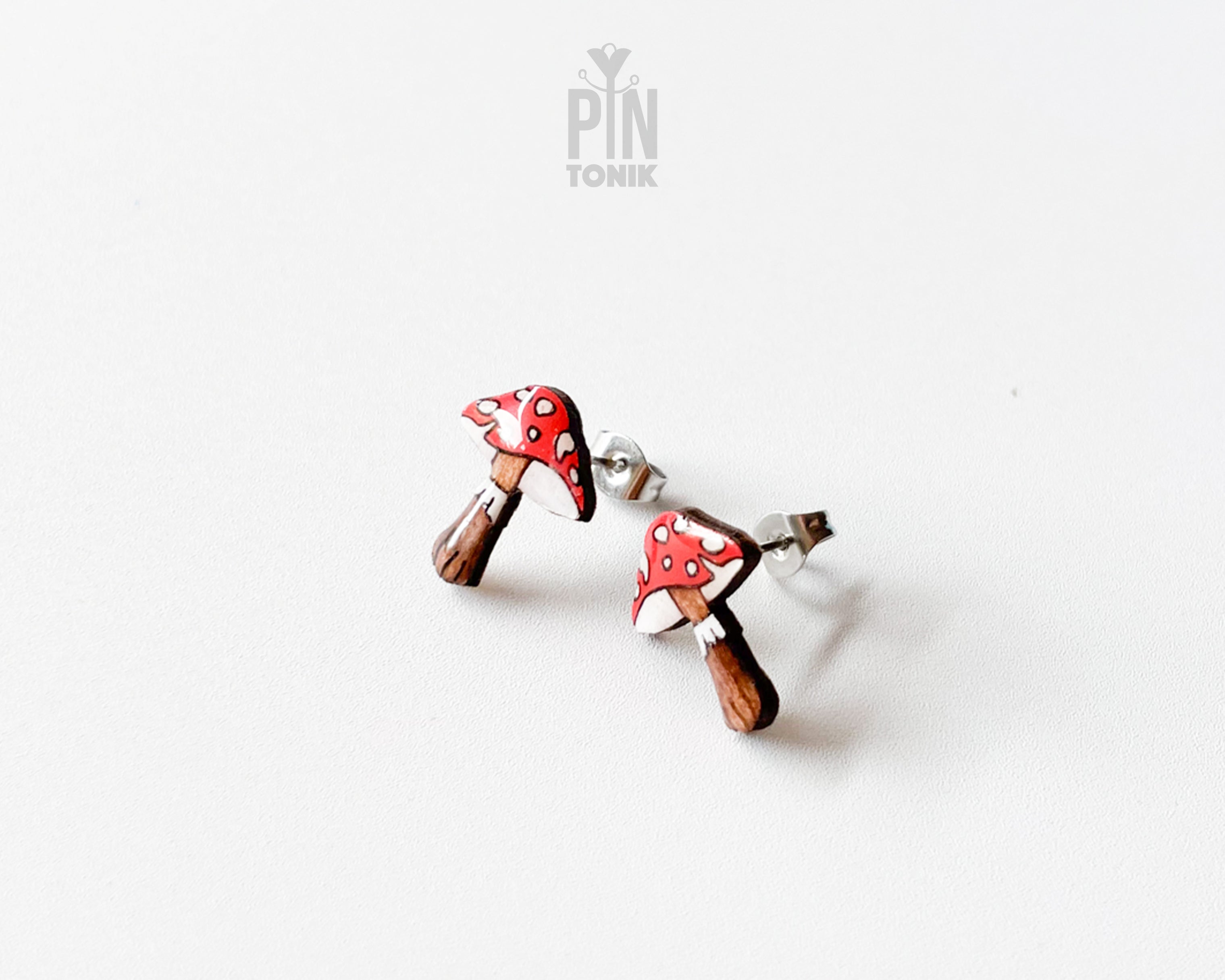 Red Mushroom Stud Earrings