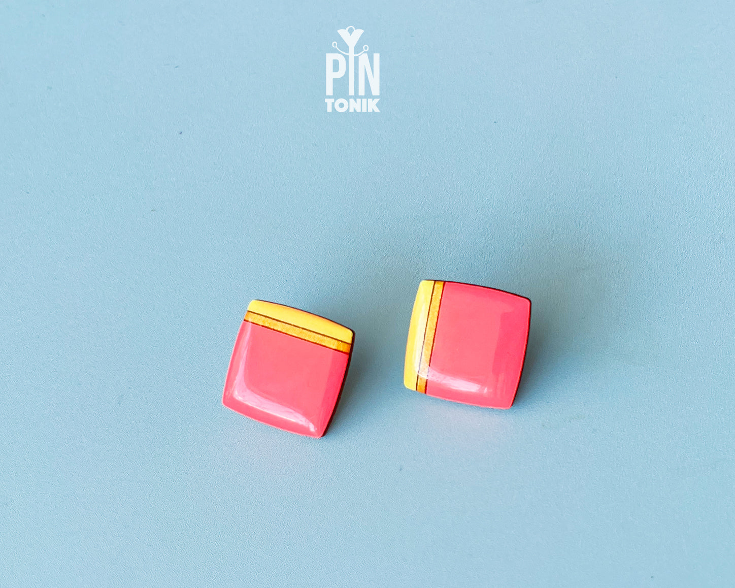 Neon Orange Square Studs