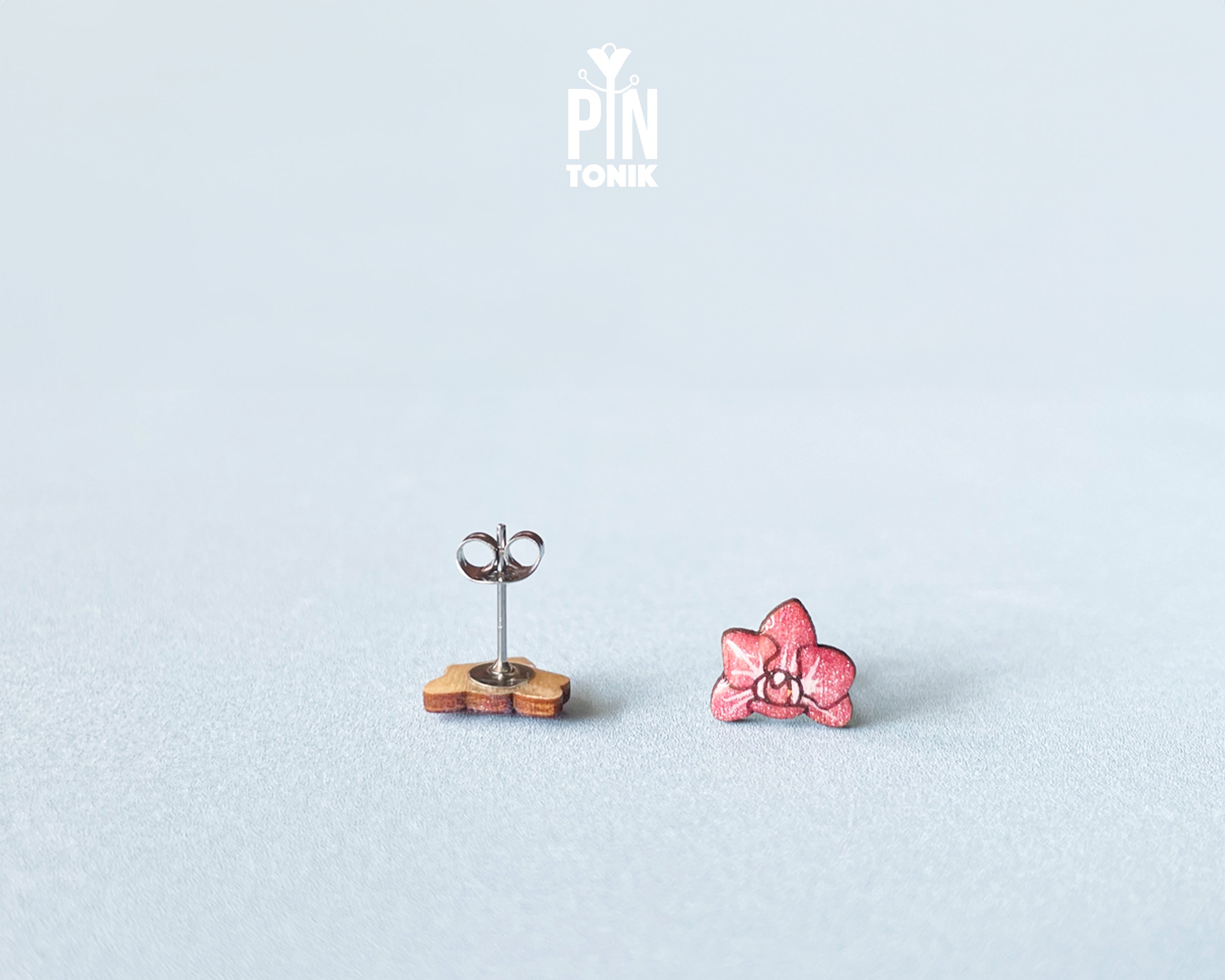 Boucles d'oreilles clous orchidée rose